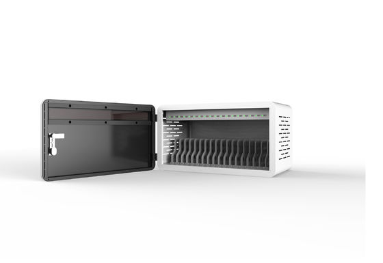 ডেস্কটপ 18 স্লট ইউএসবি লকযোগ্য চার্জিং ক্যাবিনেট 8 এস সুরক্ষা সুরক্ষা সিস্টেম এবং লক এবং কী সহ