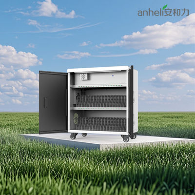 36 পোর্ট ইউএসবি স্মার্ট ট্যাবলেট চার্জিং ট্রলি 8 এস সুরক্ষা সুরক্ষা সিস্টেম এবং কুলিং ভ্যান সহ