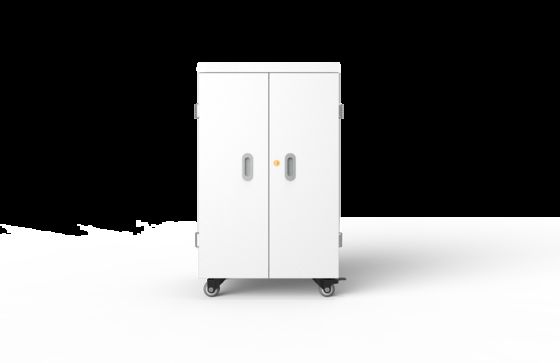 42-পোর্ট এসি পাওয়ার ট্যাবলেট চার্জিং ক্যাবিনেট বায়ুচলাচল গর্ত এবং ব্রেক সঙ্গে 2 চাকা সঙ্গে