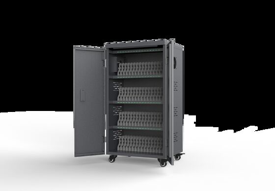 64 চার্জিং পোর্ট ট্যাবলেট চার্জিং ট্রলি 8S নিরাপত্তা সুরক্ষা সিস্টেম এবং শীতল ভ্যান সঙ্গে